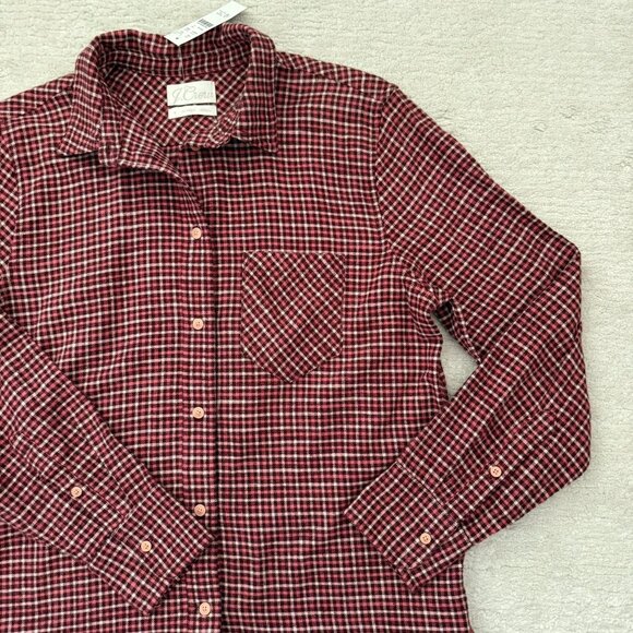 J Crew Red Plaid Shirt Womens Size 6 Flannel Button Down Classic Fit NWT Casual - Picture 2 of 10